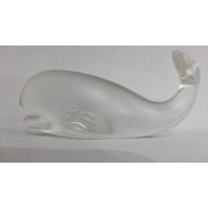 Fenton Glass Whale Animal Figurine Frosted Art Glass Clear Collectible Pristine